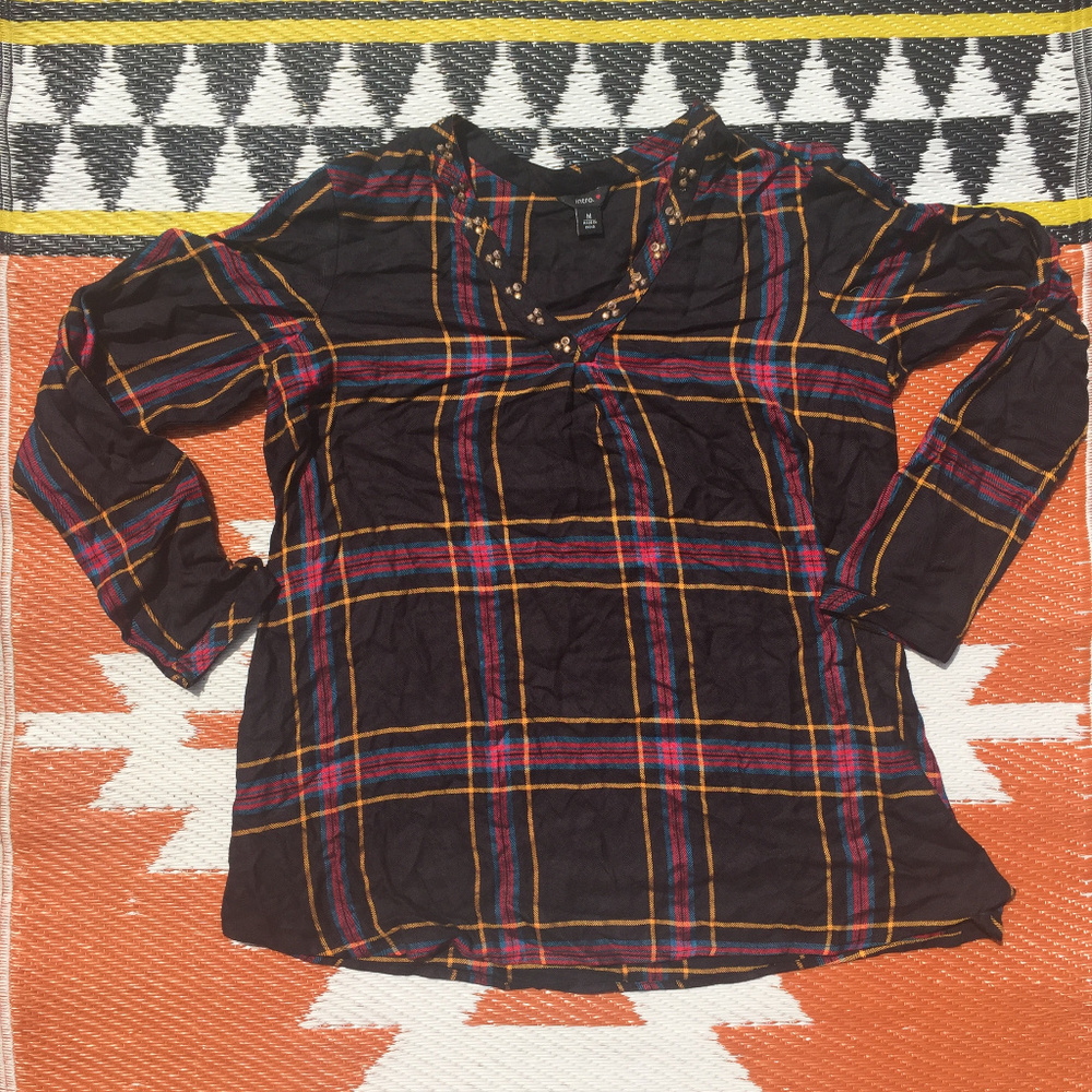 Beaded Plaid Blouse